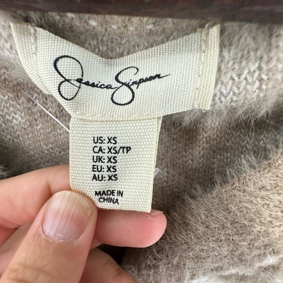 Jessica Simpson Soft Fuzzy Cheetah Print Cardigan Sweater Size XS Cozycore Basic - Picture 3 of 3